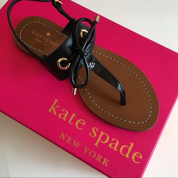 kate spade Shoes - NEW KATE SPADE black thong bow sandals shoes 6.5